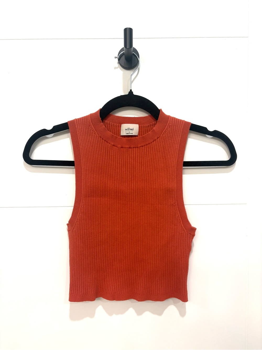 Wilfred Aritzia Ribbed Sleeveless Crew Neck Tank Top Size Small -rust